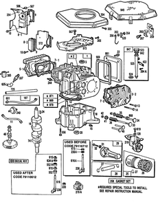 Cylinder,cylinder Heads,sump Diagram and Parts List for 401707-0510-XX  Briggs and Stratton Engine